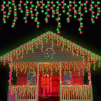 QITONG 400 LED Icicle Lights Red and Green