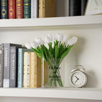 20pcs White Artificial Tulip Fake Flower 12.9 Inch Spring Mother's Day Easter Gift for Home Kitchen Wedding Decoration