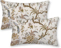 Spring Floral Birds Pillow Covers 12 x 20 Inch Set of 2 for Chinoiserie Flowers Decor Throw Pillows Brown and White Plant Outdoor Decorative Cushion Cases for Couch Bed Decorations