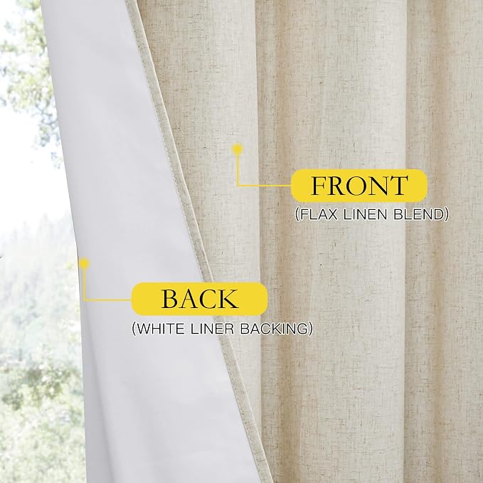 NICETOWN Natural Linen Curtains 45" Long - Image 7