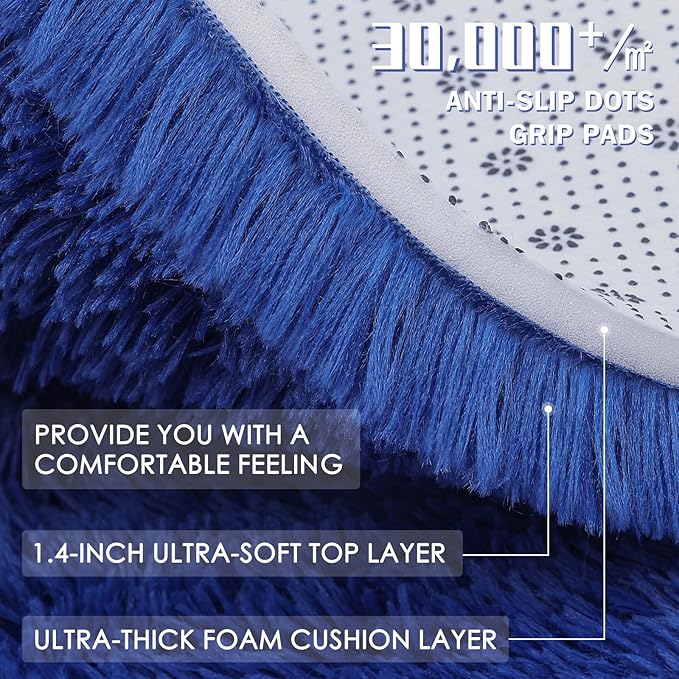OLANLY 3x3 Machine Washable Small Bedside Rug, Soft Fluffy Shaggy Entryway - Image 9