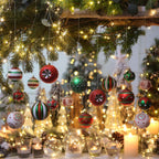 Sea Team 80mm/3.15" Delicate Contrast Color Theme Painting & Glittering Christmas Tree Pendants Decorative Hanging Christmas Baubles Balls Ornaments Set - 16 Pieces (Elf)