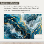 AFZEVEB-Blue and Gold Marble Wallpaper Abstract Art Wall murals for Bedroom 114"x74" (Not Peel and Stick)