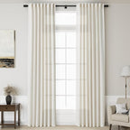 Linen Cream Curtains 138 Inch Extra Long by Nanspring