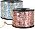 BEISHIDA 2 Pack 100 Yards Rose Silver Ribbon Curling Crimped Glitter Ribbon Balloon String Shiny Metallic for Gift Wrapping Ribbon Birthday Party Festival Art Craft Decor Florist Flowers Decoration