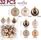 Christmas Ornaments for Xmas Trees,Champagne Shatterproof Christmas Ball Ornaments