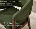 Mid-Century Modern Accent Chair, Comfy Barrel Armchair with Wide Seat, Upholstered Lounge Chair with Walnut Wood Legs for Living Room/Bedroom/Reading Corner, Linen Fabric, Deep Green, 1PC