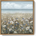 amatop Framed Wall Art Bathroom Décor Boho Beach Coastal Vintage Floral Wall Picture Flower Daisy Flowers by Sea Canvas Print Nautical Small Artwork For Home Farmhouse Living Room Bedroom Office