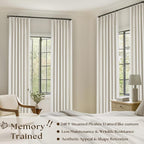 Natural Linen 100% Blackout Pinch Pleated Curtains 112 Inch Long | Room - Image 2