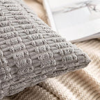 MIULEE Corduroy Decorative Throw Pillow Covers 18x18 Light Grey Pack of 2 | - Image 6