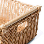 The Basket Lady Pole Handle Wicker Storage Basket, Medium, 16 in L x 12 in W x 8.25 in H, Sandstone