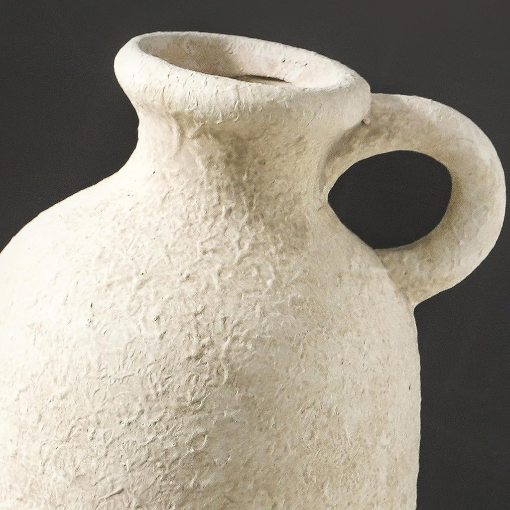 Ceramic Rustic Vase, 12.8" Large Flower Vases Home Decor Pottery Farmhouse Decorative Vase Boho Neutral Pampas Vases for Mantel Entryway Table Living Room Shelf Kitchen