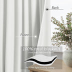 White 100% Blackout Linen Curtains 120 Inch Length 2 Panels Set - Image 4