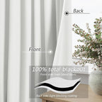 White 100% Blackout Linen Curtains 52 Inch Wide by 82 Inch - Image 3