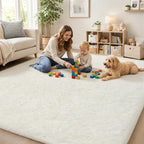 PLHXFR 8x10 Area Rugs Living Room: Fluffy Bedroom Rug Shag Carpet White | - Image 7