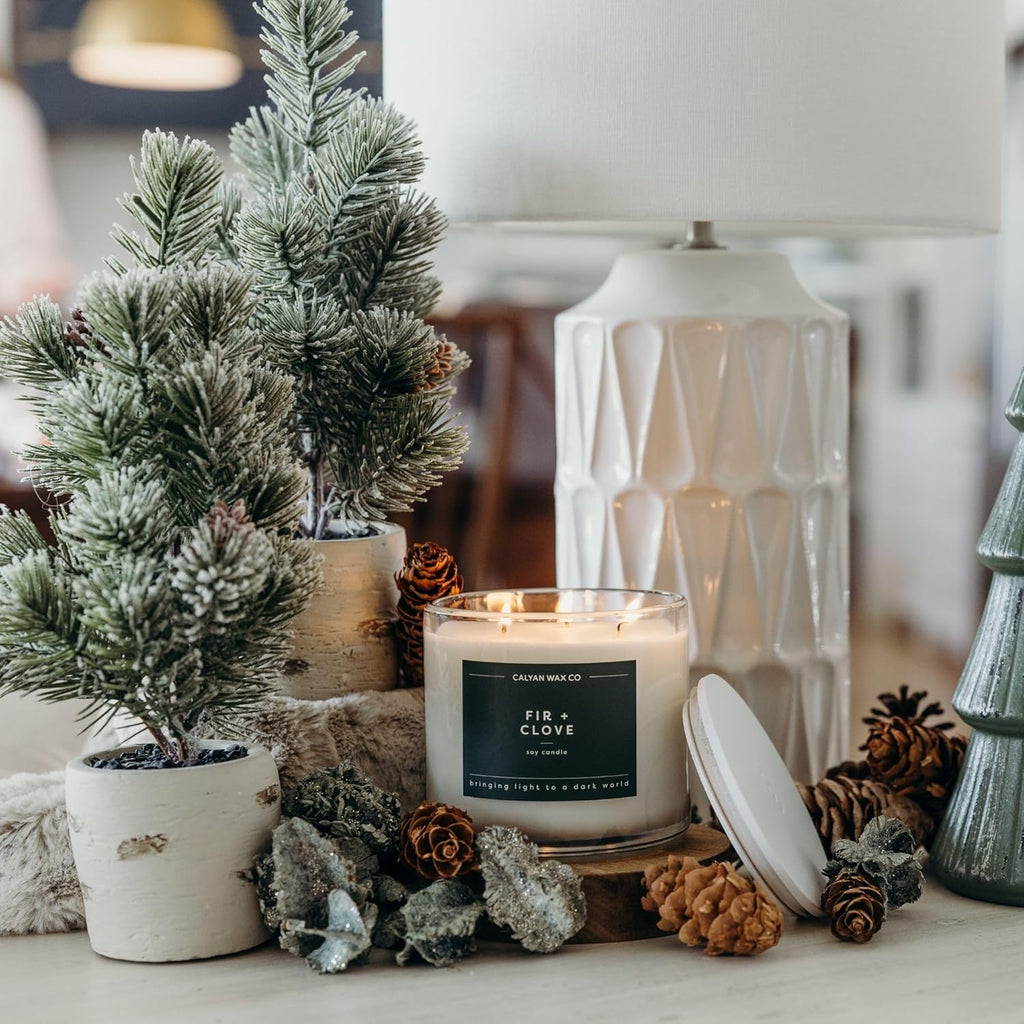 Calyan Wax Co. Holiday Scented Candle Set, Holiday Bundle of 4 Scented Candles, Bulk 3 Wick Candles, Non Toxic & Vegan Soy Wax, Candle Gift Set, 43 Hour Burn Time, 14.9oz Each