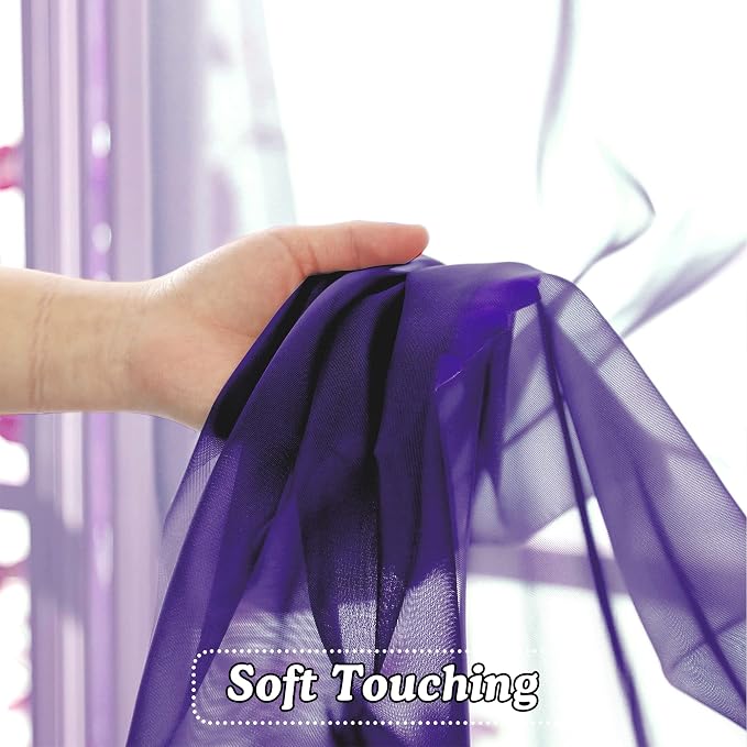 2 Pieces Sheer Curtains 96 Length Window Treatments, Voile Drapes Light Airy - Image 4