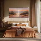 Coastal Wall Art Colorful Scenery Artwork Orange Sunset Wall Decorations for Living Room 24"x48" Nature Photo Prints for Bedroom Dining Room