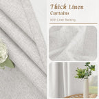 100% Blackout Linen Curtains for Bedroom 60 Inch - Image 6