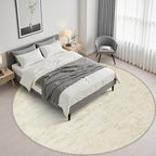 Round Area Rug Living Room: 6 ft Modern Washable Carpet Taupe | - Image 3