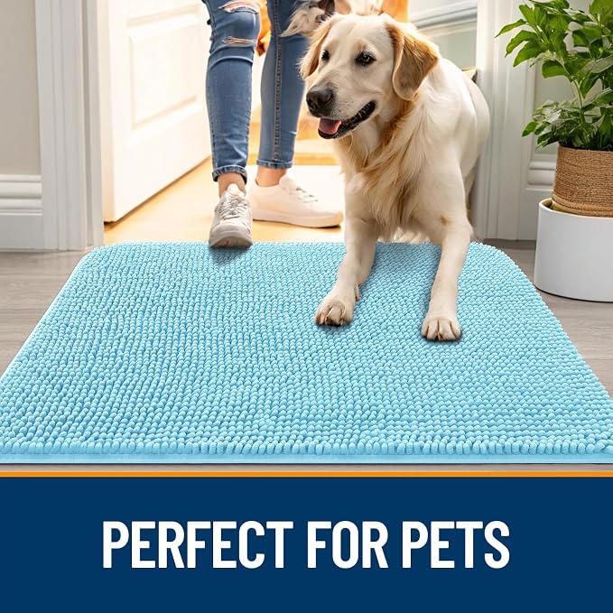 OLANLY Dog Door Mat for Muddy Paws 40x32, Super Absorbent Chenille Mud Mat | - Image 6