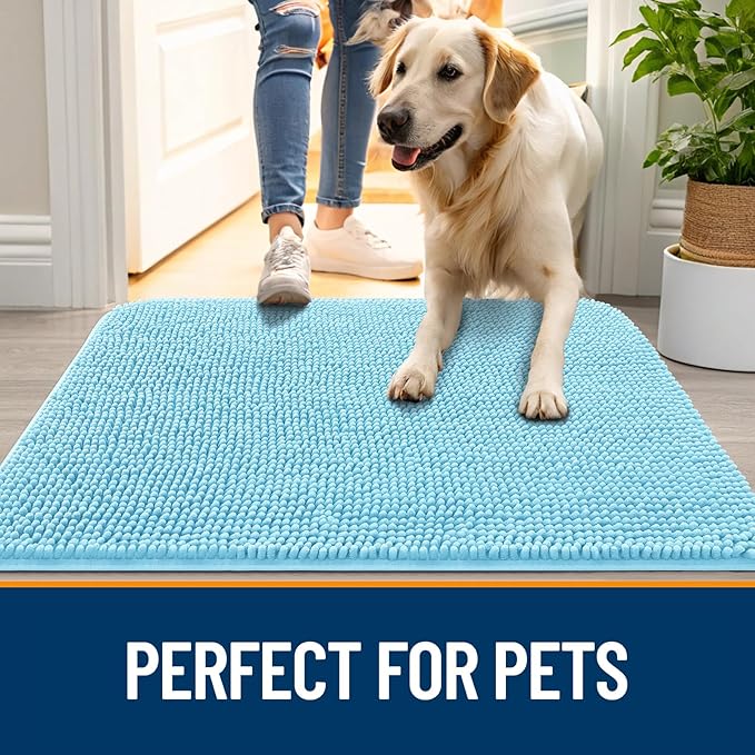 OLANLY Dog Door Mat for Muddy Paws 50x30, Super Absorbent Chenille Mud Mat | - Image 6