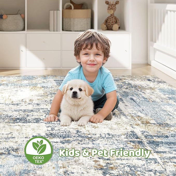 LOONGRUG 10x13 Area Rug Washable Large Neutral Modern Living Room Rug | - Image 6