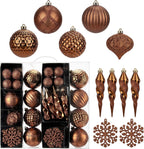 50PCS Christmas Tree Ornaments Set with Shatterproof Christmas Balls Icicle Snowflake Hanging Ornaments for Home Office Farmhouse Christmas Decorations, Bronze