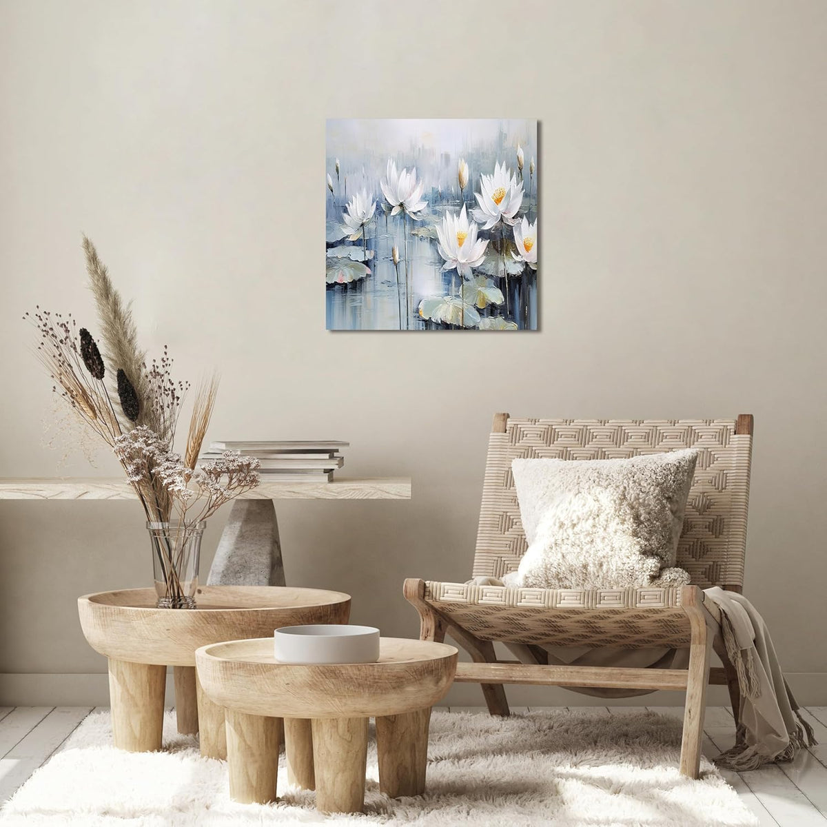 TAIJXAGSG Modern Canvas Wall Art Decor Prints Paintings Wall Decorations White Flowers Artwork for Bedroom Kitchen Office Decor 13"×13" bathroom decor wall