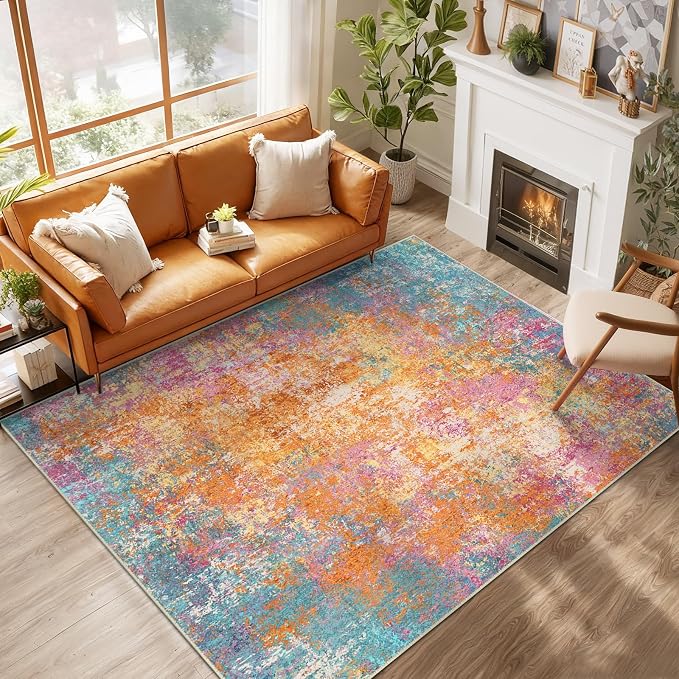 RELEANY Washable 8'x10' Abstract Area Rug by RELEANY