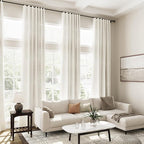 Extra Long Cream Linen Curtains 102 Inches Long 2 Panels Set - Image 7
