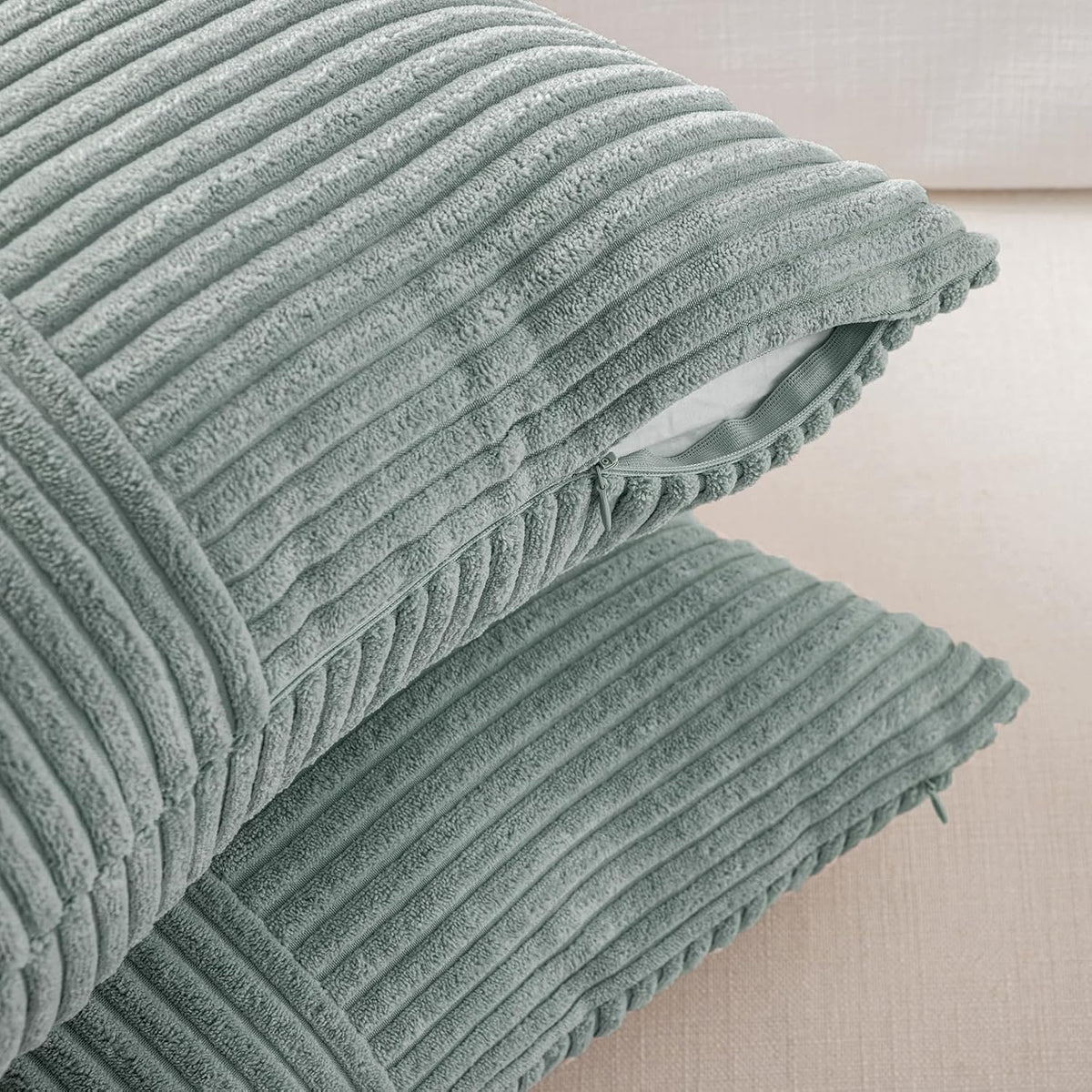 Fancy Homi 2 Packs Grey Blue Decorative Throw Pillow Covers 20x20 Inch for Couch Bed Sofa, Rustic Farmhouse Boho Home Decor, Soft Corss Corduroy Patchwork Accent Square Cushion Case 50x50 cm