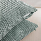 Fancy Homi 2 Packs Grey Blue Lumbar Decorative Throw Pillow Covers 12x20 Inch for Couch Bed Sofa, Rustic Farmhouse Boho Home Decor, Soft Striped Corduroy Rectangle Accent Cushion Case 30x50 cm