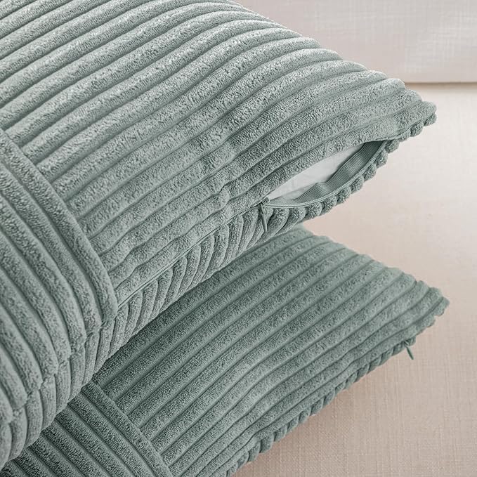 Fancy Homi 2 Packs Grey Blue Lumbar Decorative Throw Pillow Covers 14x22 Inch - Image 4