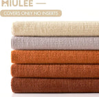 MIULEE Fall Rust Terracotta Chenille Couch Throw Pillow Covers, 18x18 | Set of 2 - Image 6