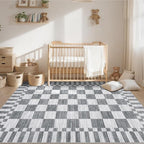 GarveeHome 8x10 Area Rugs Geometric Washable Modern Grey Checkered Rug | - Image 3