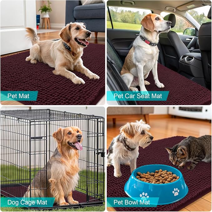 OLANLY Dog Door Mat for Muddy Paws 54x32, Super Absorbent Chenille Mud Mat | - Image 7