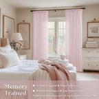 Light Pink Linen Pinch Pleat Curtains 96 Inch Length 2 Panels Set 40x96 | - Image 2