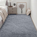 Area Rug Living Room Bedroom: 5x7 Fluffy Plush Shag Carpet Gray | - Image 3