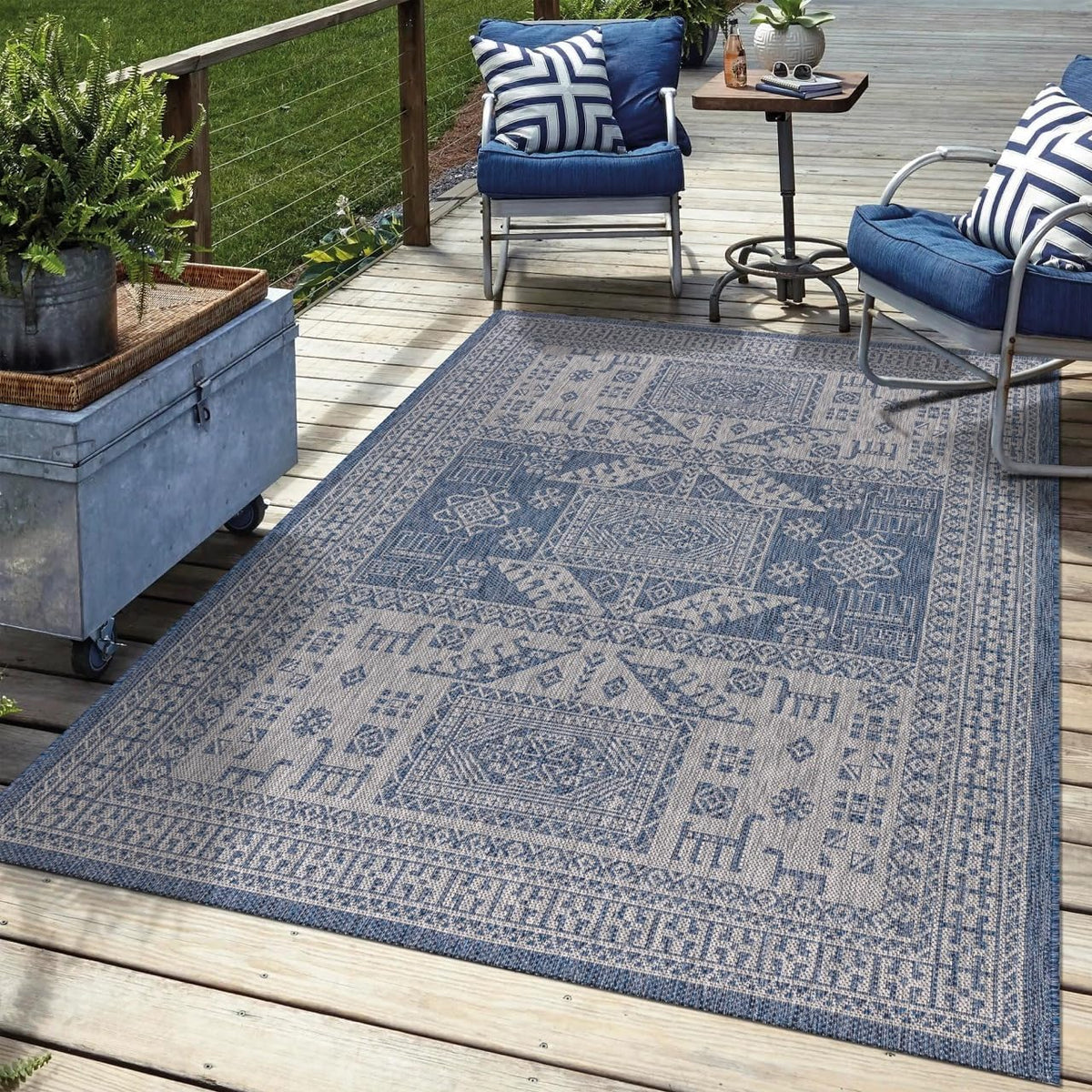Keen Home Design Terrace Outdoor Area Rug - 8x10 Washable Indoor/Outdoor Rug for Patio, Kitchen, Balcony, Beach, Garden, Deck and Porch, Size: 7'7"x10'