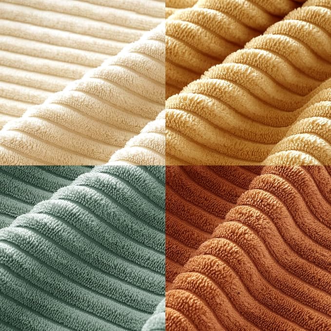 MIULEE Soft Corduroy Decorative Throw Pillow Covers Orange Teal 18x18 | Set of 4 - Image 2