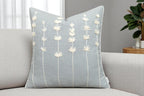 VAGMINE Hand Embroidered Daisy Accent Throw Pillow Cover - 20x20 Inches Square - 100% Cotton Robins Egg Decorative Cushion Cover for Couch, Sofa, Chair - Textured Embroidery - Boho Floral Home Décor
