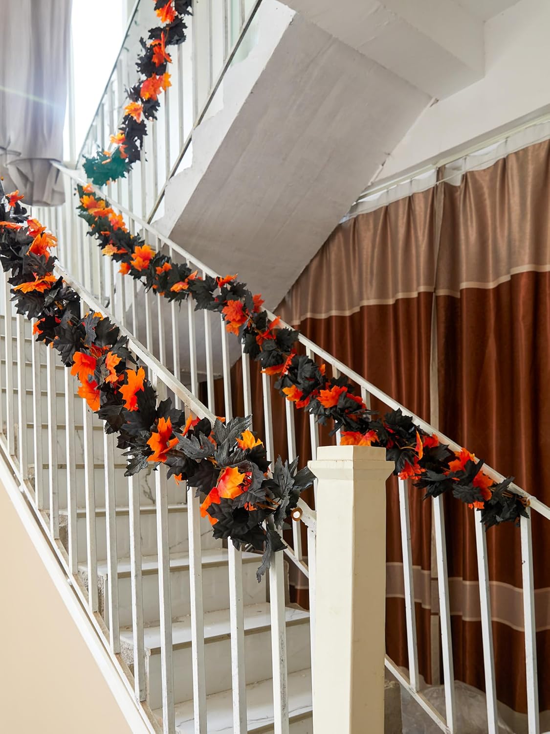 Party Joy 6PCS Premium Artificial Fall Garland - 5.6Ft Autumn Maple Leaf Vines for Thanksgiving & Halloween Decor, Door Hanging, Table Centerpiece, Fireplace Mantel
