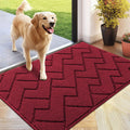 hicorfe Front Door Mat Outside Entrance,24"x35" Absorbent Muddy Dirt Resist Welcome Door Mats Outdoor Indoor,Stain and Fade Resistant,Non Slip Backing Entry Mat Doormat for Entryway (Red)