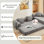 107" Oversized Convertible Sleeper Sofa Bed, Corduroy L Shape Sectional Couch, Folding Sofa Bed with Side Pocket, Modern Cloud Floor Mattress Couch, Modular Sofa for Living Room, Grey