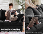 Oversized Accent Chair, Upholstered Modern Sofa Chair with Removable Backrest & Detachable Cover, 24.5" Deep Seat Large Reading Armchair for Living Room Bedroom Office - Chenille Black Set of 2