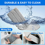 JOYMOOP Mop Replacement Pads, Reusable Microfiber Mop Pads for 13-inch Flat Mop and Mop Bucket Set, Pack of 2 Refills - Grey and Stripe