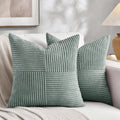 Fancy Homi 2 Packs Grey Blue Decorative Throw Pillow Covers 18x18 Inch for Couch Bed Sofa, Rustic Boho Farmhouse Home Decor, Soft Corss Corduroy Patchwork Textured Square Cushion Case 45x45 cm