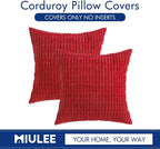 MIULEE Corduroy Decorative Throw Pillow Covers 16x16 Red Pack of 2 | Soft Boho - Image 6