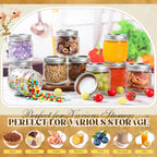 Mason Jars 8 oz - Vintage Small Glass Mason Jars with Silver Metal Lids, Regular Mouth Canning Jars, Safe For Storage, Canning, Pickling, Preserving, Fermenting, DIY Crafts & Decor (12Pack)